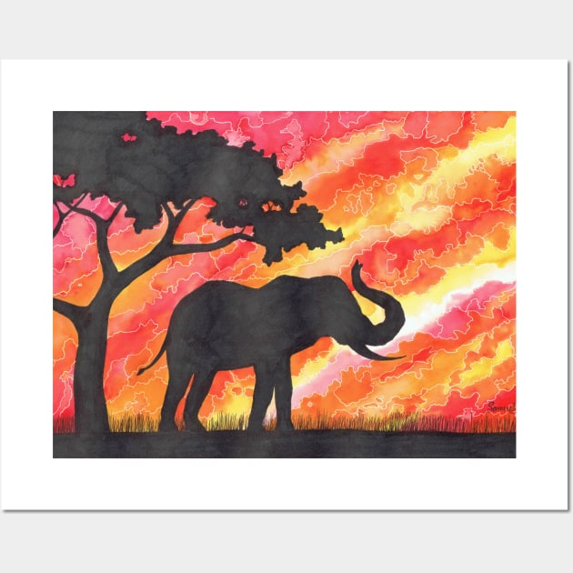 Elephant Watercolour Wall Art by SamuelJ